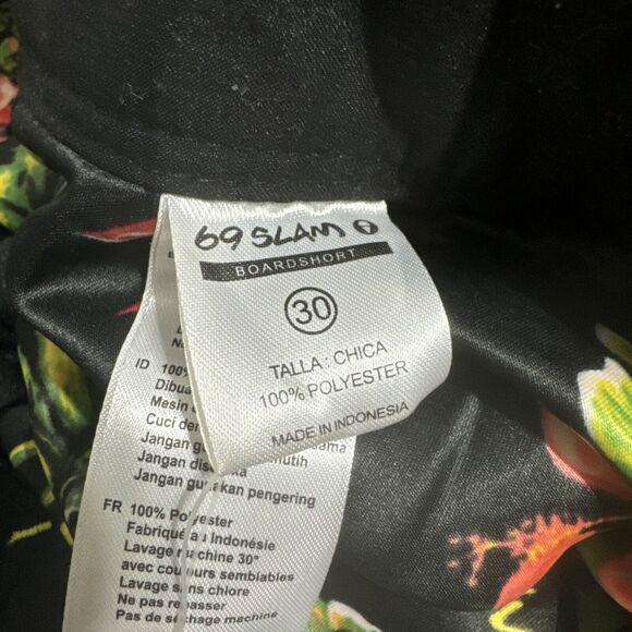69 SLAM Swimwear Board Shorts Tropical Waist Size 30 Size Small - Picture 7 of 9